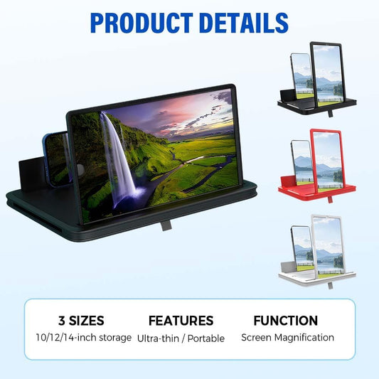 2026 New Screen Magnifier for Smartphone, 3D HD Screen Mobile Phone Magnifier Expanders for Movies, Videos and Gaming, Foldable Phone Screen Amplifier Compatible with All Smartphones (White, 10 Inch)
