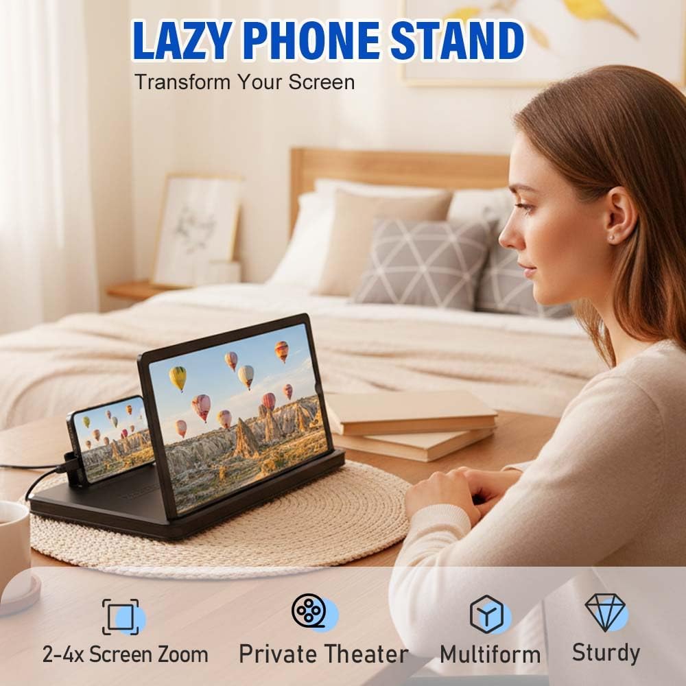 2026 New Screen Magnifier for Smartphone, 3D HD Screen Mobile Phone Magnifier Expanders for Movies, Videos and Gaming, Foldable Phone Screen Amplifier Compatible with All Smartphones (White, 10 Inch)