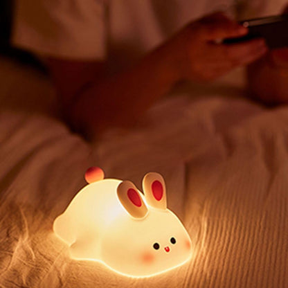 Rabbit Night Light Silicone, Cute Big Face Bunny Night Lamp, Kids Room Decor Atmosphere Night Light, Baby Nursing Bedside Touch Lamp, Rechargeable and Dimmable LED Night Lamp.
