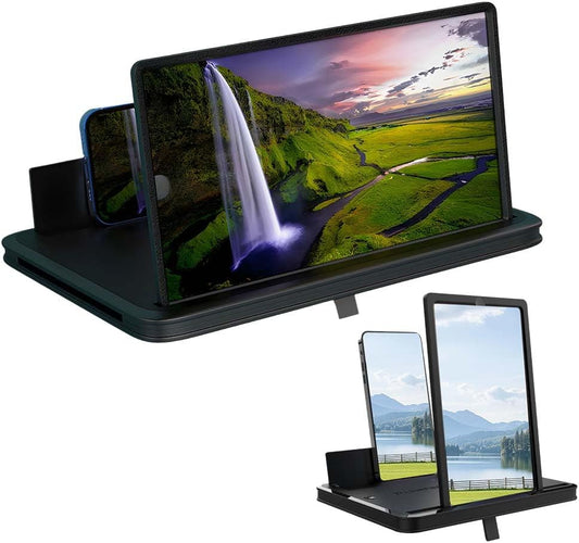 2026 New Screen Magnifier for Smartphone, 3D HD Screen Mobile Phone Magnifier Expanders for Movies, Videos and Gaming, Foldable Phone Screen Amplifier Compatible with All Smartphones (Black, 12 Inch)